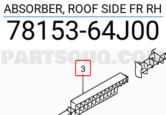 Suzuki 7815364J00 ABSORBER, ROOF SIDE FR RH