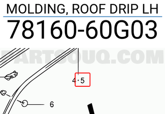Suzuki 7816060G03 MOLDING, ROOF DRIP LH