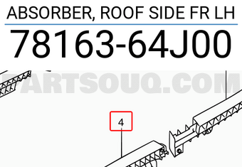 Suzuki 7816364J00 ABSORBER, ROOF SIDE FR LH