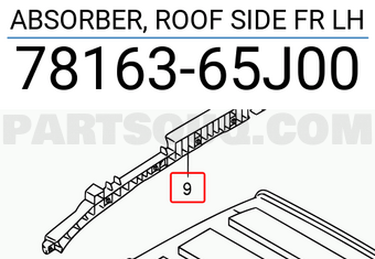 Suzuki 7816365J00 ABSORBER, ROOF SIDE FR LH