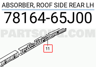 Suzuki 7816465J00 ABSORBER, ROOF SIDE REAR LH
