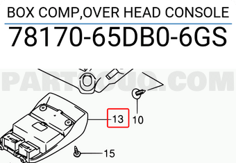 Suzuki 7817065DB06GS BOX COMP,OVER HEAD CONSOLE