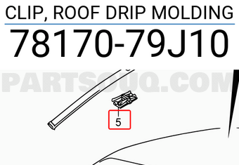 Suzuki 7817079J10 CLIP, ROOF DRIP MOLDING