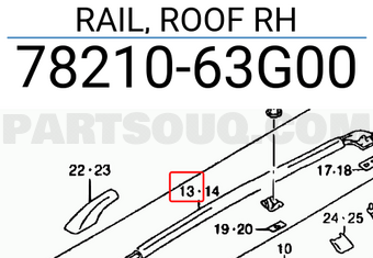 Suzuki 7821063G00 RAIL, ROOF RH