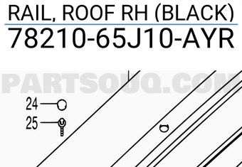 Suzuki 7821065J10AYR RAIL, ROOF RH (BLACK)