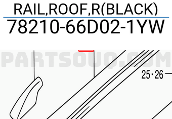 Suzuki 7821066D021YW RAIL,ROOF,R(BLACK)