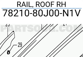 Suzuki 7821080J00N1V RAIL, ROOF RH