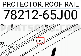 Suzuki 7821265J00 PROTECTOR, ROOF RAIL