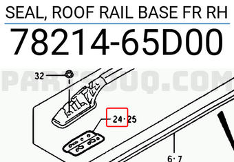 Suzuki 7821465D00 SEAL, ROOF RAIL BASE FR RH