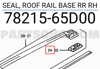 Suzuki 7821565D00 SEAL, ROOF RAIL BASE RR RH
