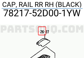 Suzuki 7821752D001YW CAP, RAIL RR RH (BLACK)