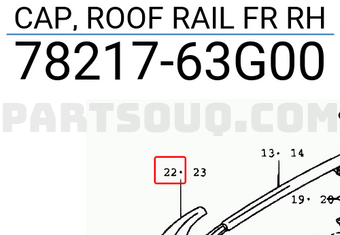 Suzuki 7821763G00 CAP, ROOF RAIL FR RH