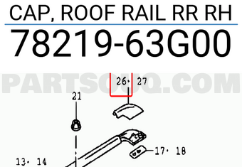 Suzuki 7821963G00 CAP, ROOF RAIL RR RH