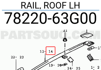 Suzuki 7822063G00 RAIL, ROOF LH