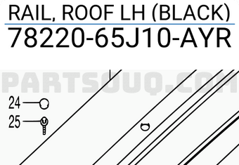 Suzuki 7822065J10AYR RAIL, ROOF LH (BLACK)