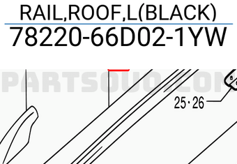 Suzuki 7822066D021YW RAIL,ROOF,L(BLACK)