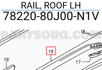 Suzuki 7822080J00N1V RAIL, ROOF LH
