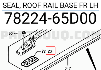 Suzuki 7822465D00 SEAL, ROOF RAIL BASE FR LH