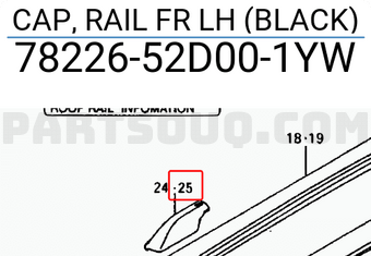 Suzuki 7822652D001YW CAP, RAIL FR LH (BLACK)