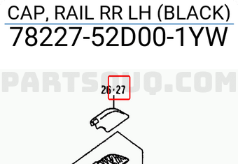 Suzuki 7822752D001YW CAP, RAIL RR LH (BLACK)