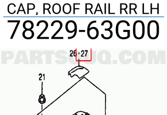 Suzuki 7822963G00 CAP, ROOF RAIL RR LH