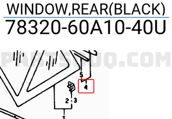 Suzuki 7832060A1040U WINDOW,REAR(BLACK)