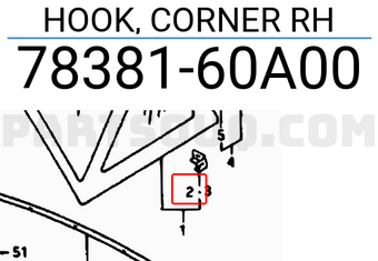Suzuki 7838160A00 HOOK, CORNER RH