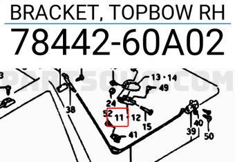 Suzuki 7844260A02 BRACKET, TOPBOW RH