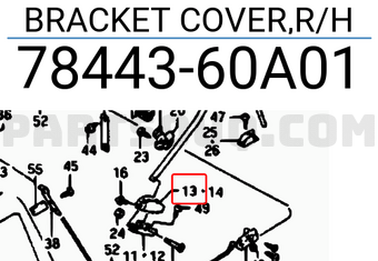 Suzuki 7844360A01 BRACKET COVER,R/H