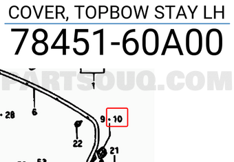 Suzuki 7845160A00 COVER, TOPBOW STAY LH