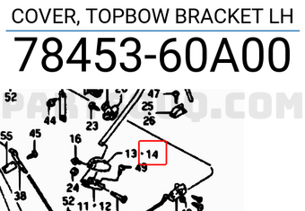 Suzuki 7845360A00 COVER, TOPBOW BRACKET LH