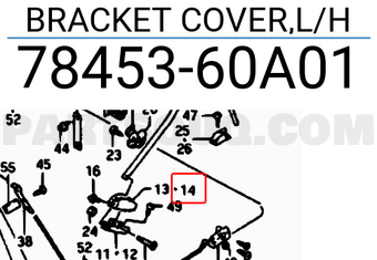 Suzuki 7845360A01 BRACKET COVER,L/H