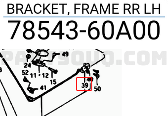 Suzuki 7854360A00 BRACKET, FRAME RR LH
