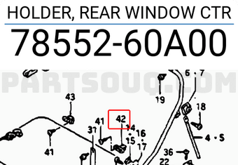 Suzuki 7855260A00 HOLDER, REAR WINDOW CTR
