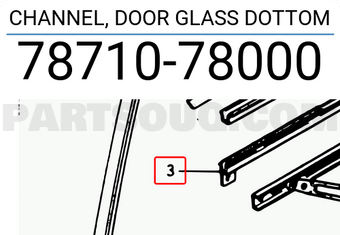 Suzuki 7871078000 CHANNEL, DOOR GLASS DOTTOM