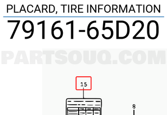 Suzuki 7916165D20 PLACARD, TIRE INFORMATION