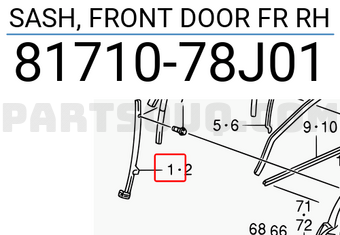 Suzuki 8171078J01 SASH, FRONT DOOR FR RH
