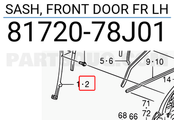 Suzuki 8172078J01 SASH, FRONT DOOR FR LH