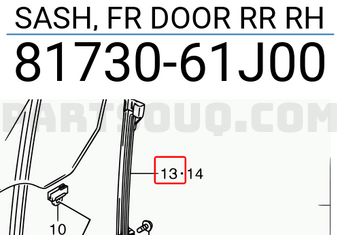 Suzuki 8173061J00 SASH, FR DOOR RR RH