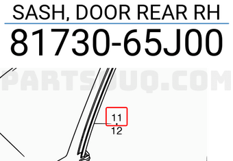 Suzuki 8173065J00 SASH, DOOR REAR RH