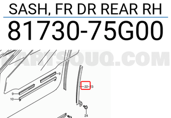 Suzuki 8173075G00 SASH, FR DR REAR RH