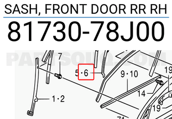 Suzuki 8173078J00 SASH, FRONT DOOR RR RH