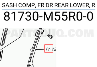 Suzuki 81730M55R00 SASH COMP, FR DR REAR LOWER, R