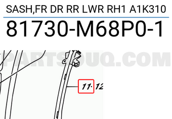Suzuki 81730M68P01 SASH,FR DR RR LWR RH1 A1K310