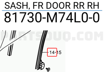 Suzuki 81730M74L00 SASH, FR DOOR RR RH