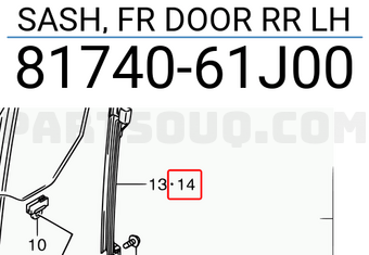 Suzuki 8174061J00 SASH, FR DOOR RR LH