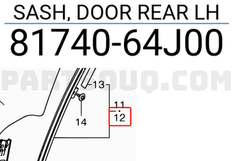 Suzuki 8174064J00 SASH, DOOR REAR LH