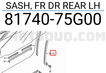 Suzuki 8174075G00 SASH, FR DR REAR LH