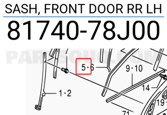Suzuki 8174078J00 SASH, FRONT DOOR RR LH