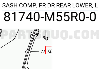 Suzuki 81740M55R00 SASH COMP, FR DR REAR LOWER, L